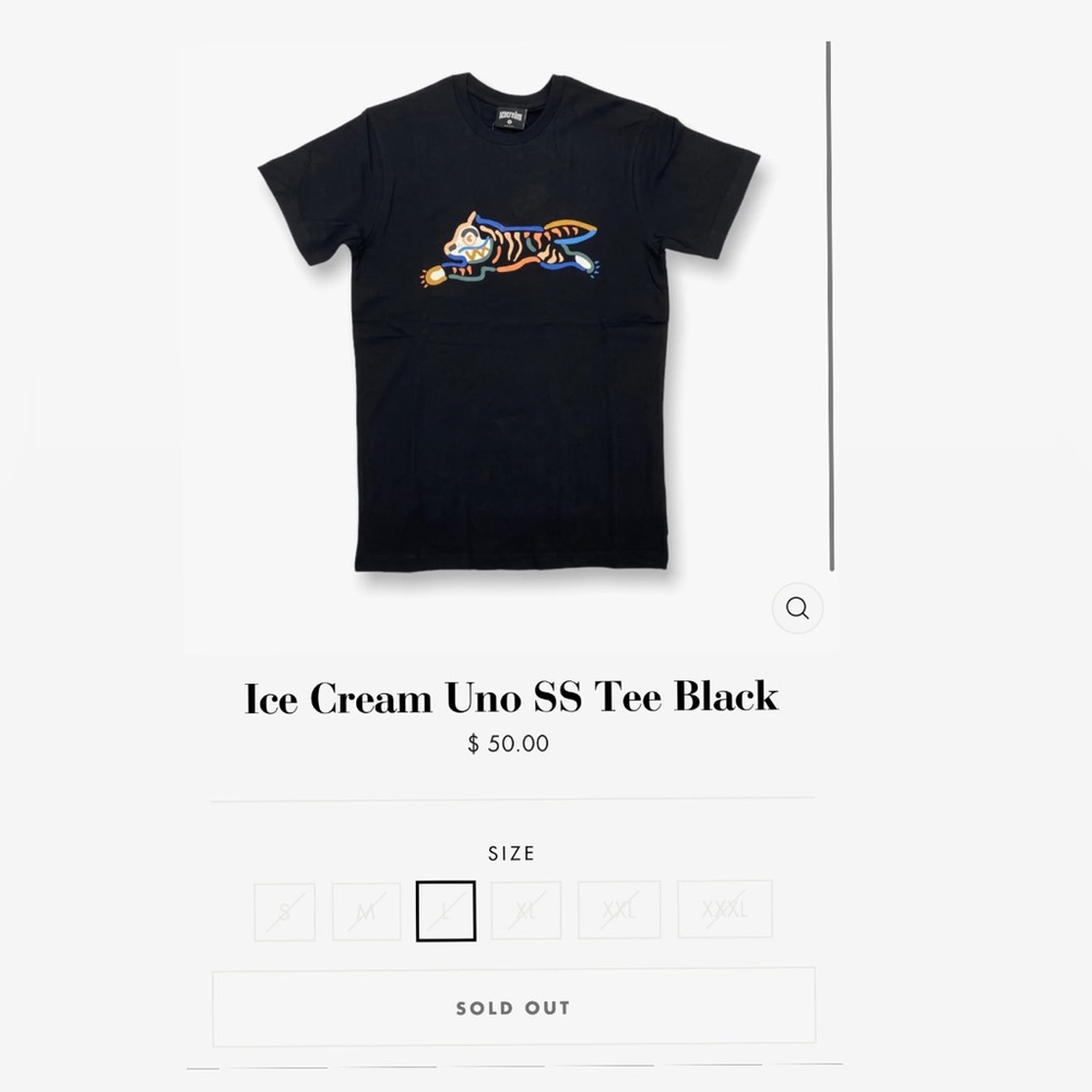 ICE CREAM BBC ICECREAM Ice Cream Uno SS Tee Black SS TEE BLACK